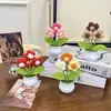 Maceta de punto hecha a mano con forma de pompón, decoración para el hogar, flores artificiales tejidas, ramo de ganchillo de lana, regalo, transfronterizo