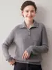 Suéter de cachemira pura con abertura frontal parcial, de punto para mujer, otoño, cuello alto, corte holgado, manga larga