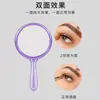 Espejo de Maquillaje Portátil Redondo Grande Transparente de Color de Mano Doble Cara Cara Única Espejo con Mango Lupa Espejo de Mano Portátil