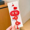 Horquilla de Año Nuevo para niña, con lazo rojo, accesorio para el pelo de estilo chino festivo.