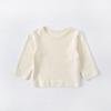 Bebé Recién Nacido Otoño 2025 Nuevo Estilo Coreano Infantil Bebé Tops Cuello Redondo Niños Pequeños Más Fácil de Combinar Camisetas Básicas Color Sólido Modernas