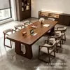 Mesa longa de madeira maciça para uso doméstico, projetada para ser colocada na sala de estar, uma mesa de estudo para duas pessoas, mesa de trabalho e mesa de computador para escritório