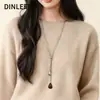 Corrente de Suéter Estilo Coreano Estilo Ins Gota d'Água para Mulheres 2026 Novo Estilo Exquisito e de Alto Padrão Acessórios de Outono e Inverno Colar Versátil para Uso Diário