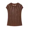 Comercio Exterior Transfronterizo Moda Femenina Estilo Europeo y Americano Casual Holgado Cuello Redondo Calado Chaleco de Punto Superior 3646004