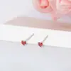 Joyería de Plata Yongyi Plata de Ley S925 Aretes de Botón Mini Simples en Forma de Corazón de 12 Colores, Versátiles para Apilar Diariamente