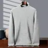 Suéter de Cachemira para Hombre de Color Liso con Cuello Semi Alto, Nuevo Estilo Otoño/Invierno, Suéter Grueso Cálido Casual de Cachemira para Hombre, Capa Base