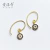 Pendientes de plata S925 para mujer, con diseño de ojo de diablo y diamantes redondos, pendientes cortos distintivos, joyería para mujer E7274