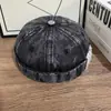 Boné de Brim sem Aba de Sarja Lavada Estilo Retrô Japonês Moderno para Homens e Mulheres, Chapéu de Moda Casual ao Ar Livre Estilo Vintage Personalizado