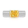 Anillo para Hombre de Venta Caliente en Transmisión en Vivo, Corte Flor de Hielo de Piedra Preciosa de Color con Incrustación de Diamante de Alto Carbono, Chapado en Oro, Anillo para Hombre Moderno y Versátil
