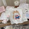 Tamanho Rolo 25 Verão Infantil Algodão Fino Desenho Animado Manga Curta Camiseta Meninos e Meninas Bebê Gola Redonda Top Algodão Fofo