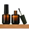 Botella Vacía Transparente de Pegamento para Esmalte de Uñas de 15 ml Botella Redonda Marrón para Aceite de Uñas Sello Negro para Botella de Pegamento para Esmalte de Uñas Resistente a la Luz