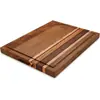 Tábua de Corte TeakCraft Noz com Canaleta para Suco Cor de Fronteira Bloco de Cor Tábua de Queijo
