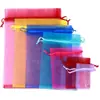 Bolsas de Gasa Transpirables para Dulces, Regalos, Flores Secas, Almacenamiento de Cosméticos, Bolsas de Organza, Bolsas Blancas de Gasa con Cordón