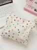 68141 Bolsa de maquillaje de organza con borlas de lunares coloridos estilo coreano, bolsa de almacenamiento para niña, bolsa con cremallera para cuidado de la piel de viaje
