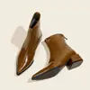 Botines Retro Europeos y Americanos de Punta Fina para Mujer, Piel Genuina Súper Suave, Botines Adelgazantes, Tacón Grueso, Botines Estilizados Versátiles
