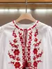 Shenzhen Nanyou Moda Feminina de Luxo Outono Novo Estilo Francês Chique Férias Bordada Floral Camisa de Manga Longa para Mulheres