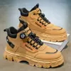 Botas Martin de caña alta con forro polar de invierno para hombre, Zapatos de trabajo retro británicos, Zapatos de algodón cálidos con suela gruesa y engrosada, Botines, Zapatos de moda