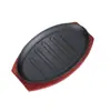 Plancha de hierro fundido teppanyaki plato de parrilla redondo comercial plato de parrilla redondo para gas doméstico restaurante plato rectangular para bistec plato para pescado a la parrilla teppanyaki