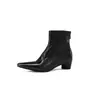 Botines cortos para mujer hechos de crin de caballo, nuevo estilo otoño e invierno, piel de caballo suave, punta cuadrada, tacón medio grueso, cremallera trasera, botines cortos de estilo europeo y americano