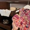 Pequeño Chef Dulce¡Buena Suerte y Prosperidad! Conjunto de Ropa de Moda Tendencia para Bebé Niña: Chaleco Cheongsam de Estilo Nacional Chino y Pantalones de Pierna Ancha