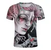 Comércio transfronteiriço Halloween Natal Camiseta com impressão digital 3D masculina feminina manga curta atacado