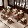 Modelo Nuevo 2026 Cama Luohan de Madera de Nogal, Juego de Mesa y Sillas de Té para Oficina y Sala de Estar, Estilo Chino Nuevo Mesa de Madera Maciza para Beber Té y Preparar Té