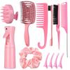 Conjunto de Pentes para Cabeleireiro Pente com Cauda Pontiaguda Pente Cauda de Rato Pincel para Cantos Pincel para Shampoo Regador de Alta Pressão Grampo Argola de Cabelo Pente de Dentes Largos
