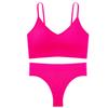666 # Conjunto de Chaleco de Espalda Hermoso en Forma de U Grande con Almohadillas en el Pecho, Sujetador Camisola, Banda para el Pecho, Panty T-String, Color Fluorescente, Estilo Chaleco, Versión Delgada