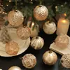 Nueva Bola de Navidad de 8 cm en Color Champaña con Purpurina y Polvo Dorado, Adorno Decorativo Vintage para Colgar en el Árbol de Navidad