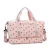 Bolsa de Viaje Plegable Transfronteriza para Viajes de Negocios de Corta Distancia para Mujeres, Gran Capacidad, Bolsa de Equipaje con Estampado Dulce, Bolsa de Gimnasio con Separación Seca y Húmeda