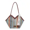 Bolso de Paja Tejido para Mujer, Nuevo Diseño de Moda Casual, Bloques de Color, Rayas Arcoíris, 2026, para el Trabajo y los Viajes