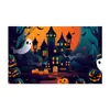 Nuevo producto transfronterizo: Cráneo de Halloween, bruja, calabaza, decoración de fondo de payaso, tela colgante decorativa de atmósfera de terror para exteriores