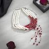 Novo colar de corrente de pérolas para Halloween personalizado com borla de gota de sangue vermelha exagerada corrente escura para clavícula