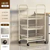 Prateleira de Armazenamento para Chão de Cozinha, Camadas Múltiplas, Cesta Deslizante para Legumes e Lanches, Prateleira de Armazenamento, Carrinho de Mão Móvel Multifuncional