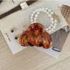 Pinza para el pelo de acrílico esmerilado con estampado de leopardo pequeño color ámbar, transfronteriza, básica, versátil, para coleta media, para la parte posterior de la cabeza
