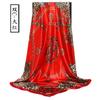 Pañuelo de Seda de Hangzhou Pañuelo Cuadrado de 90 cm Pañuelo de Seda Pañuelo de Satén Chal para Mujer Pañuelo Cálido Cortavientos Pañuelo para la Cabeza de Baile