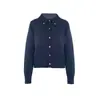 Mermaid_Otoño e Invierno de Gama Alta Suave Cera Tejido Solapa Tricolor Polo Cardigan Chaqueta Suéter para Mujer