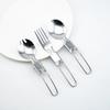 Portátil de aço inoxidável dobrável colher fast food salada colher garfo dobrar colher ao ar livre camping dobrável louça