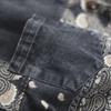 2023 Otoño Nuevo Retro Suelto Artístico Camisa de Manga Larga Solapa Patchwork Estampado Combinable Casual Top de Mezclilla