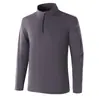 Fleece leve dupla face com meio zíper, sem costura, masculino, manga longa, para esportes ao ar livre, elástico, quente, nylon-spandex, confortável, fleece, manga longa