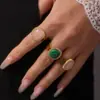 Anillo Abierto Mi Duo 3A con Circonita Incrustada con Piedra Natural Lujo Ligero Elegante Acero de Titanio 316 Electrochapado PVD Color Duradero Mujer