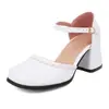 Sandálias de salto grosso vazadas com bico quadrado para primavera e verão de 2023 sapatos femininos de salto alto plus size para comércio exterior comércio exterior X2306001