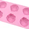 Molde de Silicona para Pastel Tono Azul 6 Cavidades Grande Rosa Molde para Jabón Hecho a Mano Resina Epoxi DIY Horneado Para Postre Pequeño Casero Venta al por Mayor