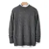 Suéter 100% lana pura para hombre, jersey de cuello redondo, suéter grueso de punto trenzado, tejido de punto de lana casual holgado para otoño e invierno, transfronterizo
