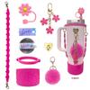 Accesorios de Decoración para Taza Stanley Ice Bully del Día de San Valentín Cuerda de Tirar de Silicona con Forma de Flor Tapa de Taza Placa de Nombre Portavasos de Silicona Traje
