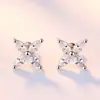 Pendientes de Botón Imitación Moissanita de Moda para Mujer, Pendientes de Plata de Ley S925 con Zirconia en Forma de Corazón, Seis Garras, Estilo Ins