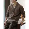 Estilo Old Money Suéter de Punto Falso Dos Piezas Color Café con Solapas para Hombre Otoño Invierno Estilo Perezoso Moda Caliente Prendas de Punto Ropa de Hilo Negro