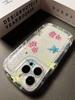Funda protectora para teléfono móvil iPhone 13, funda protectora transparente suave con diseño de estrella de cinco puntas en colores japonés y coreano para iPhone 14 Pro Max.