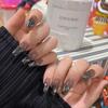 Manicura con arco, efecto degradado francés, con efecto desenfadado, color blanco puro y avanzado, con pegatinas para uñas, armadura para llevar a mano.