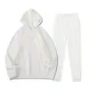 Solid Color Top Pants Set Outono e Inverno Masculino e Feminino Novo Casual elegante com capuz Sweatshirt Calças Conjunto de duas peças com logotipo impresso